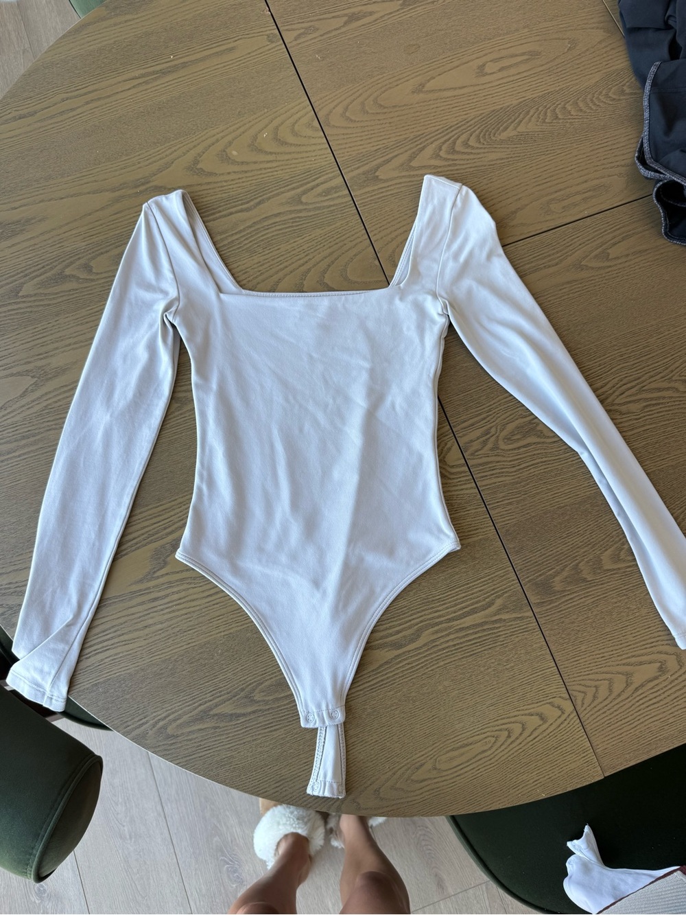 Babaton Pale Gray Scoop Neck Bodysuit